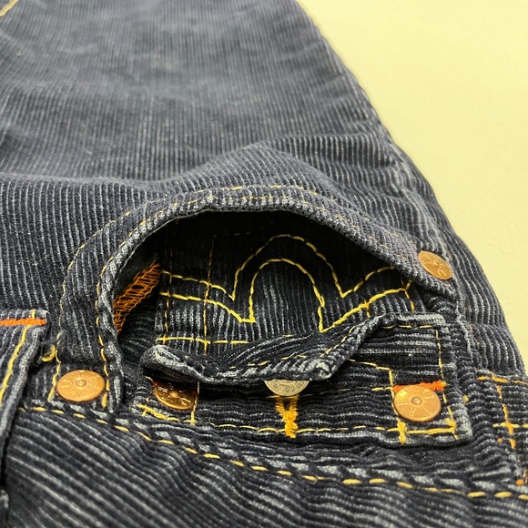 Pre-owned True Religion Women's 24 Navy Corduroy Joey Flare Pants Flap Pockets - Picture 15 of 15